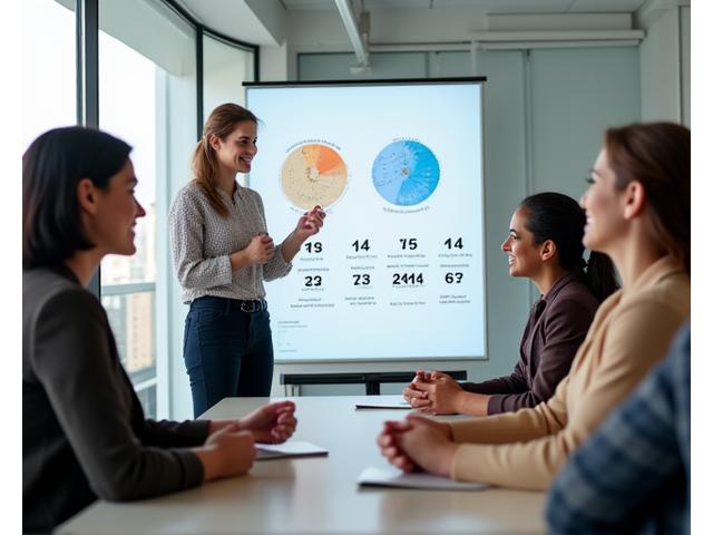 Équipe de collaborateurs diversifiés et souriants interagit avec un coach lors d'une session de formation sur l'intelligence émotionnelle en entreprise.