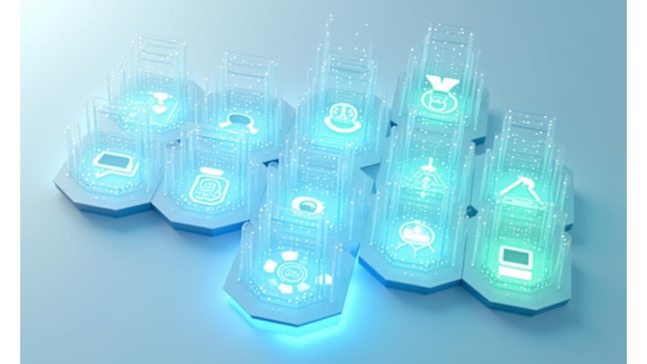 Illustration d'une interface de navigation présentant visuellement six services de santé mentale, avec des icônes distinctes et des liens rapides.