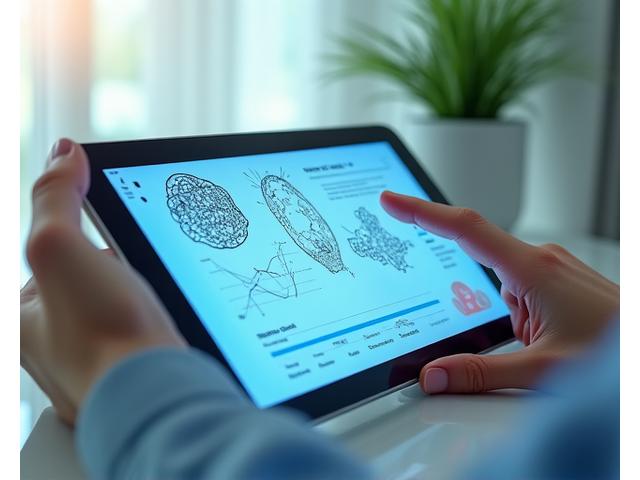 Interface utilisateur d'une application de Thérapie Cognitive Comportementale (TCC) digitale, montrant des bulles de pensée symbolisant la restructuration cognitive et des graphiques de progrès.