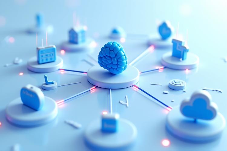Illustration d'un écosystème numérique montrant l'intégration des outils axumsat avec Google Calendar, Slack, Apple Health et d'autres applications