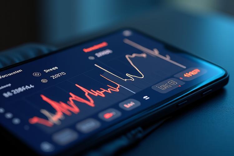 Interface de l'application axumsat affichant des métriques de bien-être, comme la fréquence cardiaque et les patterns de sommeil